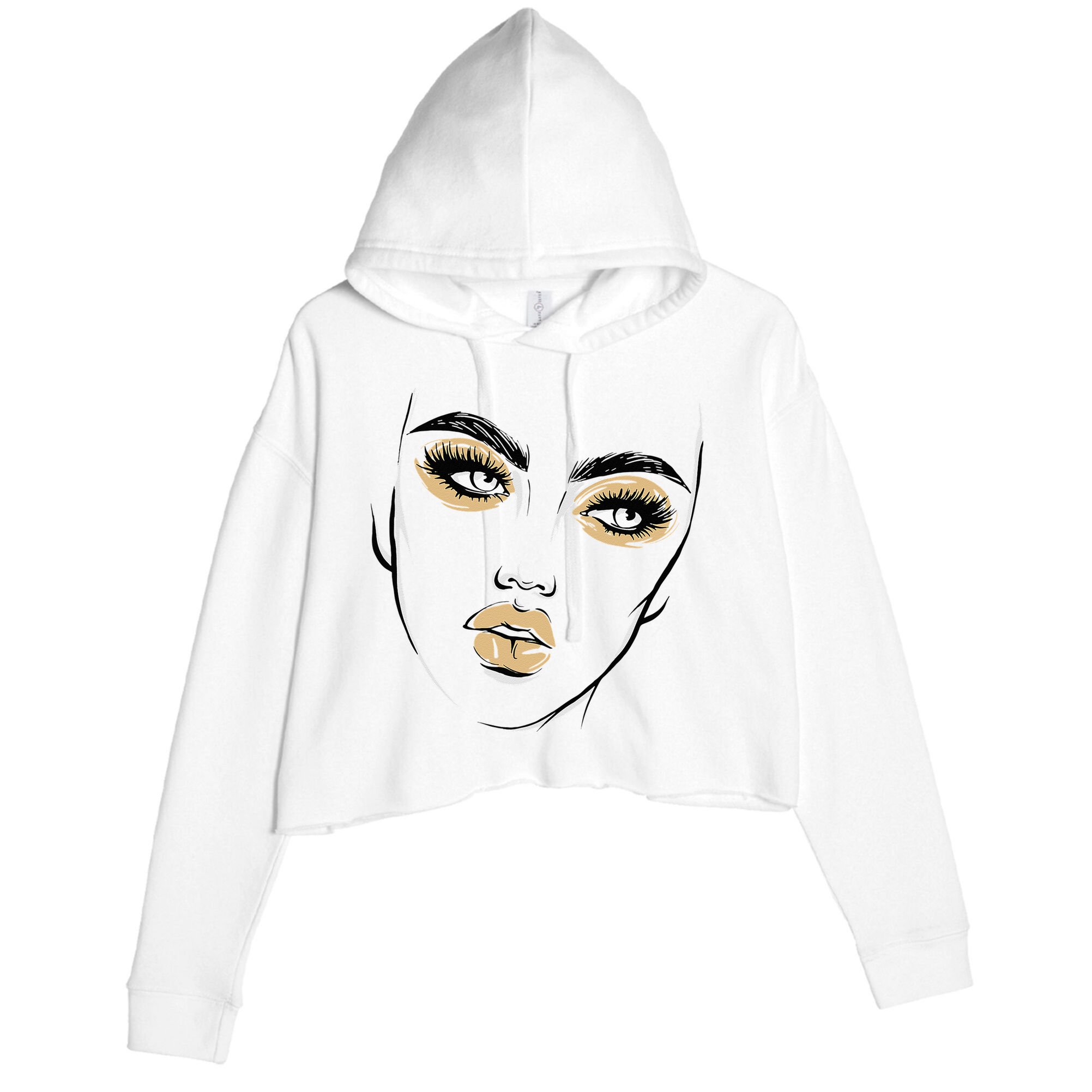 Abstract Woman Feminine Face Line Art Beauty Makeup Face Crop Fleece Hoodie