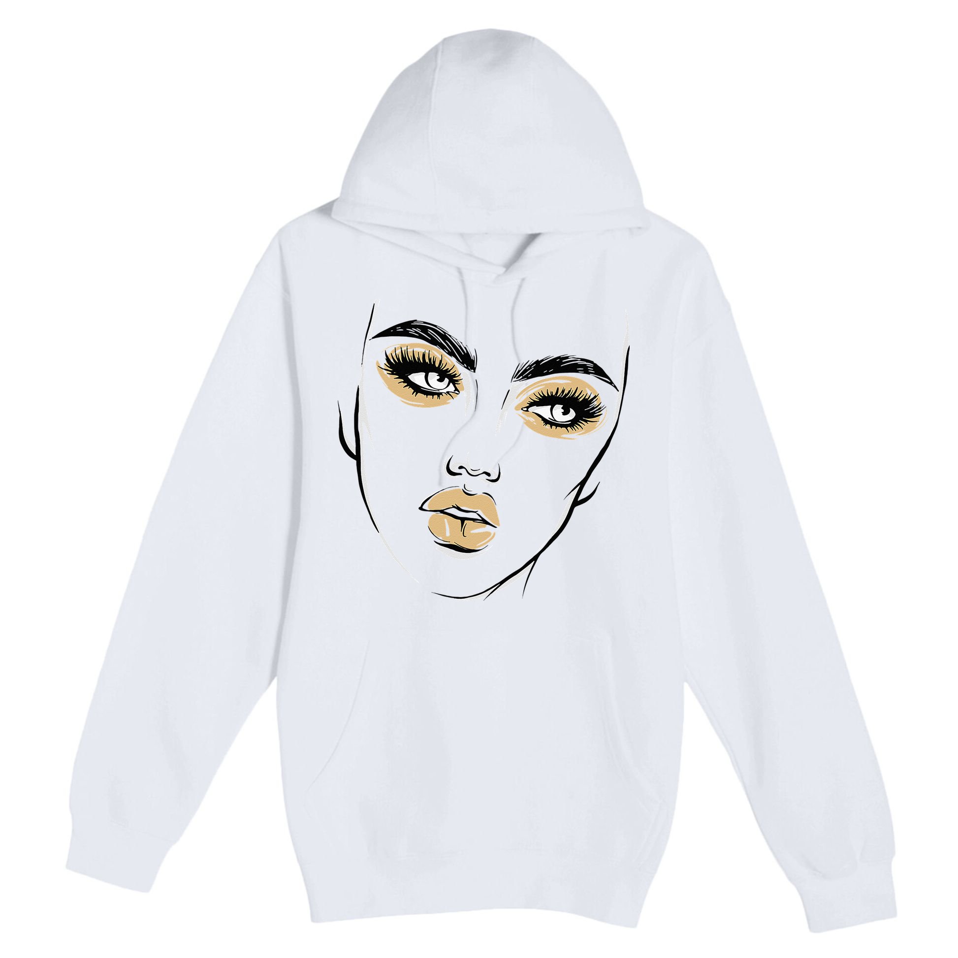 Abstract Woman Feminine Face Line Art Beauty Makeup Face Premium Pullover Hoodie