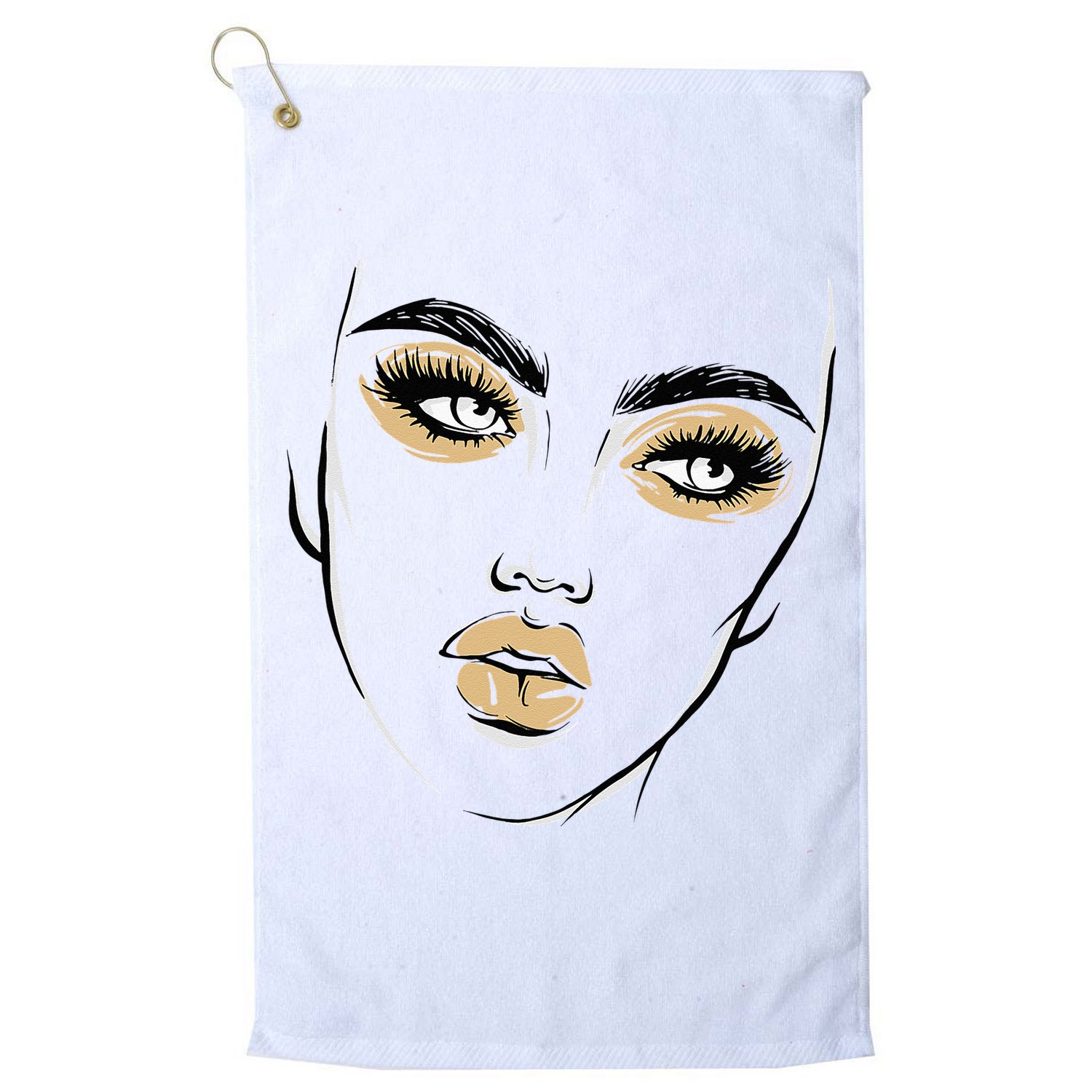 Abstract Woman Feminine Face Line Art Beauty Makeup Face Golf Towel