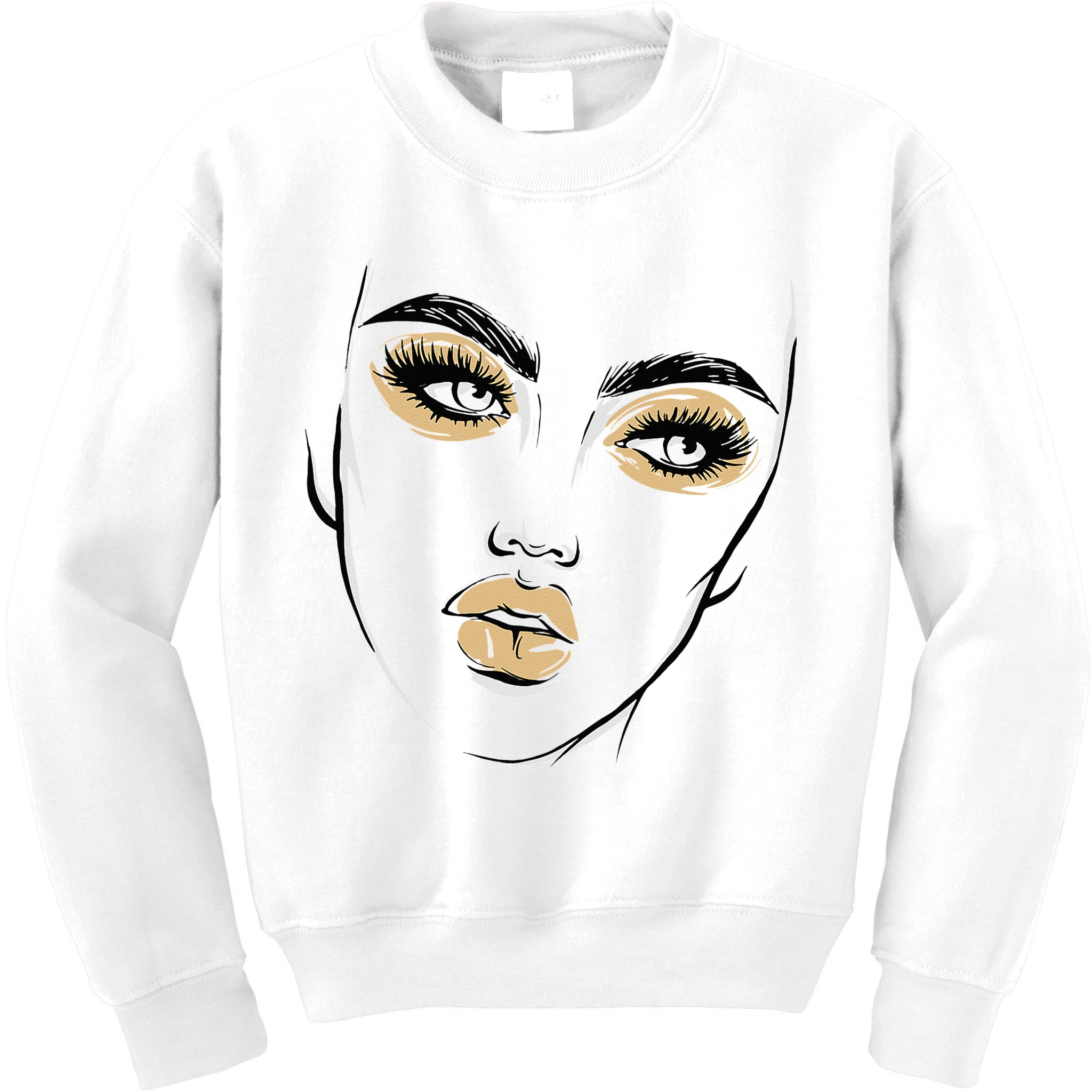 Abstract Woman Feminine Face Line Art Beauty Makeup Face Kids Sweatshirt