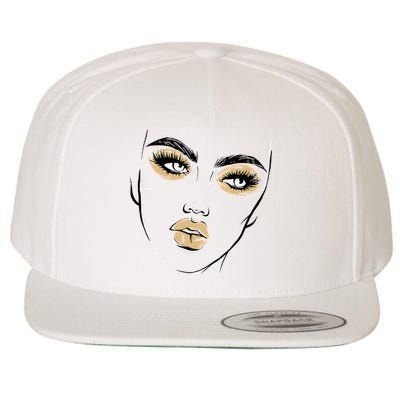 Abstract Woman Feminine Face Line Art Beauty Makeup Face Wool Snapback Cap