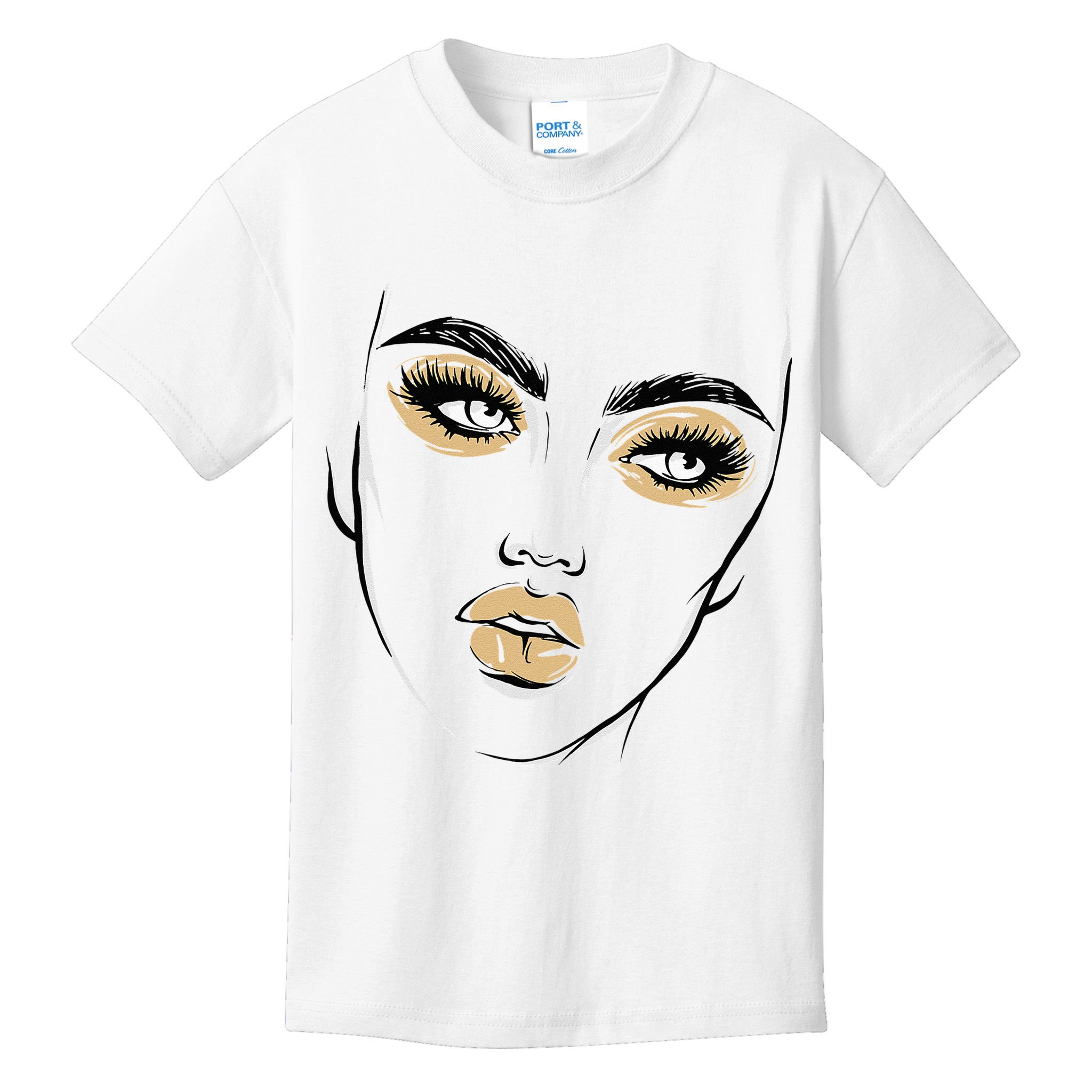 Abstract Woman Feminine Face Line Art Beauty Makeup Face Kids T-Shirt