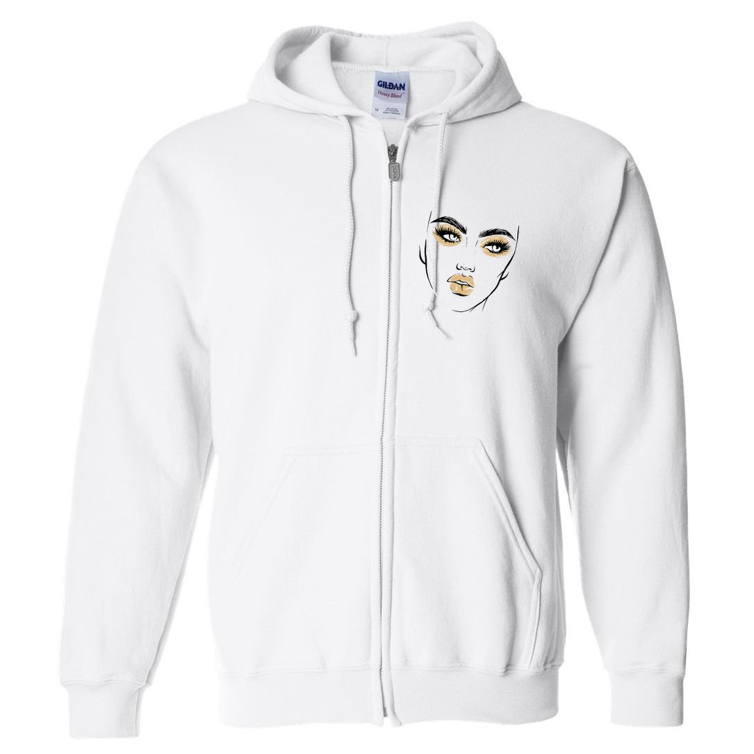 Abstract Woman Feminine Face Line Art Beauty Makeup Face Full Zip Hoodie