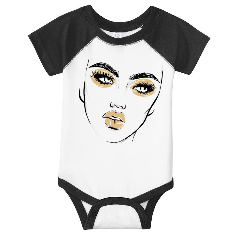 Abstract Woman Feminine Face Line Art Beauty Makeup Face Infant Baby Jersey Bodysuit