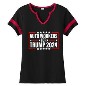 Auto Workers For Trump 2024 Ladies Halftime Notch Neck Tee