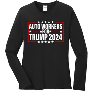 Auto Workers For Trump 2024 Ladies Long Sleeve Shirt