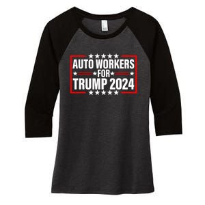 Auto Workers For Trump 2024 Women's Tri-Blend 3/4-Sleeve Raglan Shirt