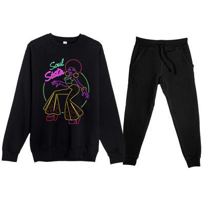 Artsy Womens Funk Vintage 70s Costume Afro Soul Music Premium Crewneck Sweatsuit Set