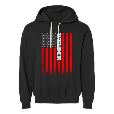 American Welder Flag Hoodie For Welding And Wo Back Garment-Dyed Fleece Hoodie