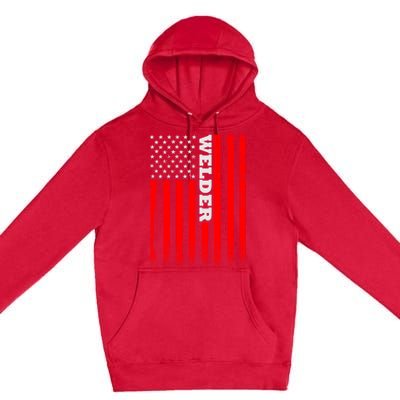 American Welder Flag Hoodie For Welding And Wo Back Premium Pullover Hoodie