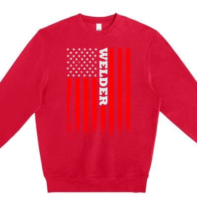 American Welder Flag Hoodie For Welding And Wo Back Premium Crewneck Sweatshirt