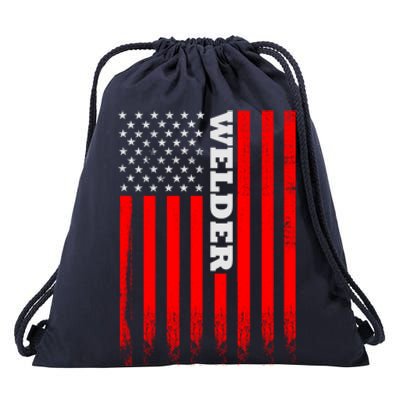 American Welder Flag Hoodie For Welding And Wo Back Drawstring Bag