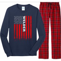 American Welder Flag Hoodie For Welding And Wo Back Long Sleeve Pajama Set