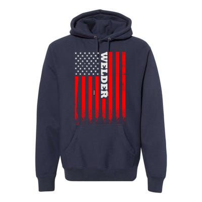 American Welder Flag Hoodie For Welding And Wo Back Premium Hoodie