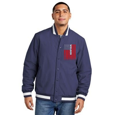 American Welder Flag Hoodie For Welding And Wo Back Insulated Varsity Jacket