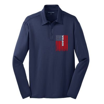 American Welder Flag Hoodie For Welding And Wo Back Silk Touch Performance Long Sleeve Polo