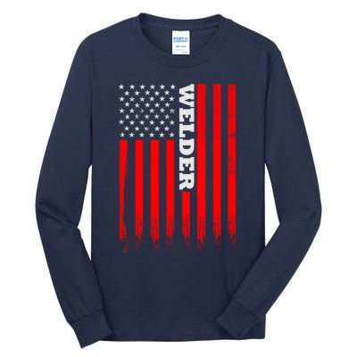 American Welder Flag Hoodie For Welding And Wo Back Tall Long Sleeve T-Shirt