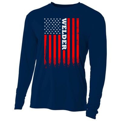 American Welder Flag Hoodie For Welding And Wo Back Cooling Performance Long Sleeve Crew