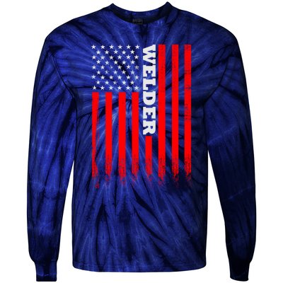 American Welder Flag Hoodie For Welding And Wo Back Tie-Dye Long Sleeve Shirt