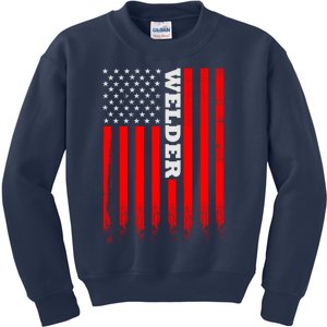 American Welder Flag Hoodie For Welding And Wo Back Kids Sweatshirt