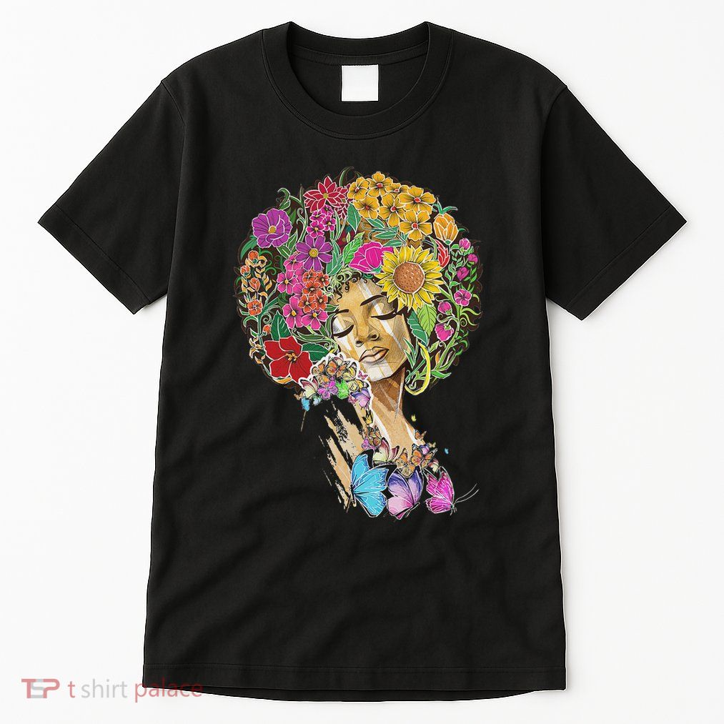 Afro Women Flowers Butterfly Latina African American Melanin Tall T-Shirt