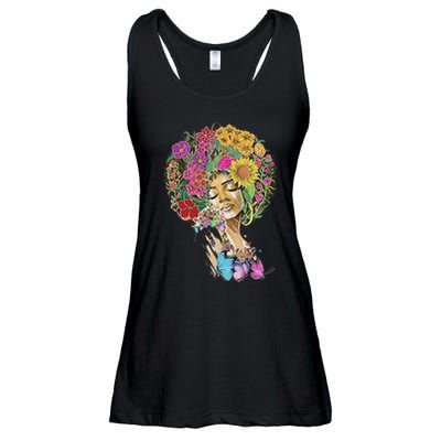Afro Women Flowers Butterfly Latina African American Melanin Ladies Essential Flowy Tank