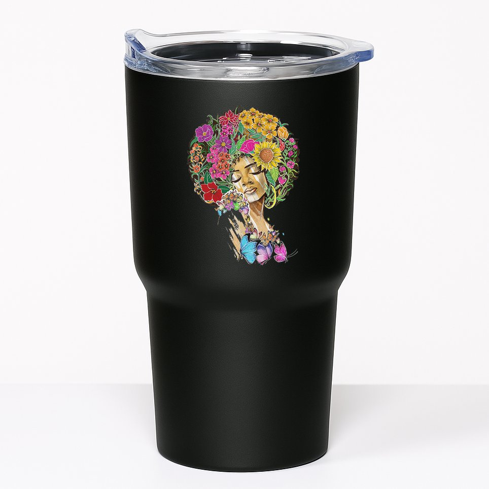 Afro Women Flowers Butterfly Latina African American Melanin Tumbler