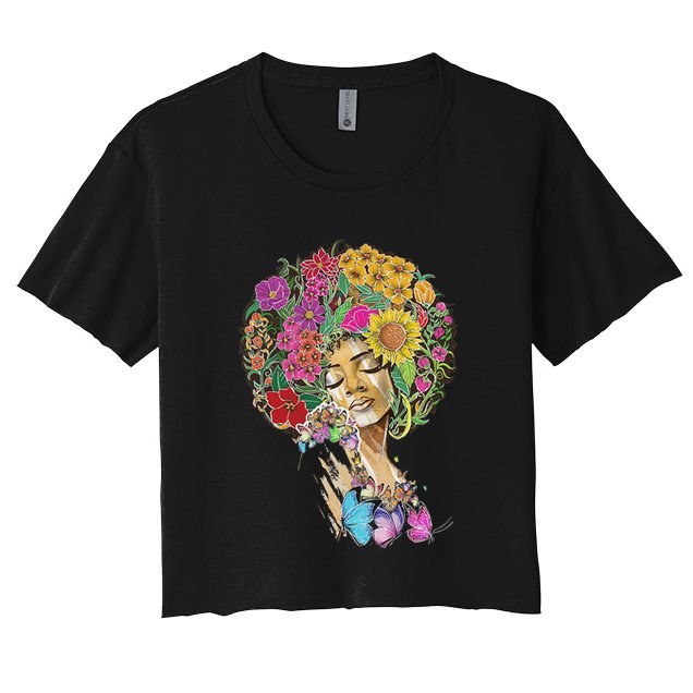 Afro Women Flowers Butterfly Latina African American Melanin Crop Top
