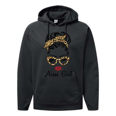 Aries Woman Face Leopard Bandana Wink Eye Performance Fleece Hoodie