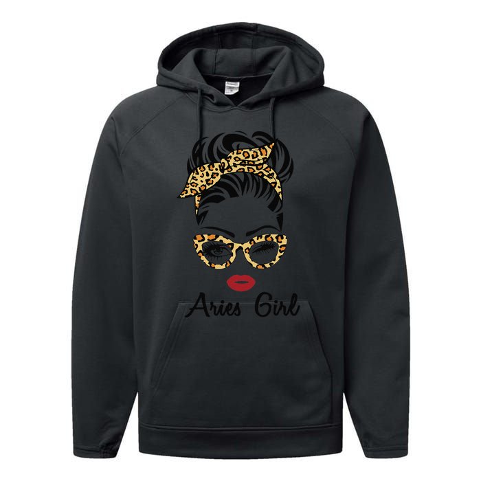 Aries Woman Face Leopard Bandana Wink Eye Performance Fleece Hoodie