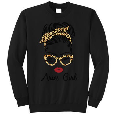 Aries Woman Face Leopard Bandana Wink Eye Sweatshirt