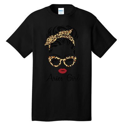 Aries Woman Face Leopard Bandana Wink Eye Tall T-Shirt