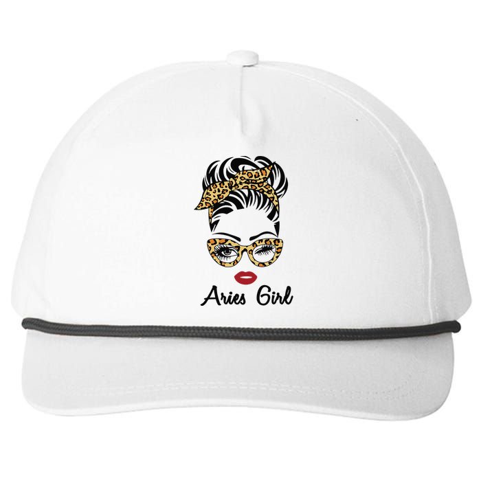 Aries Woman Face Leopard Bandana Wink Eye Snapback Five-Panel Rope Hat