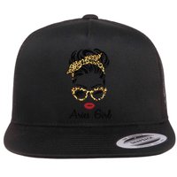 Aries Woman Face Leopard Bandana Wink Eye Flat Bill Trucker Hat