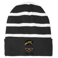 Aries Woman Face Leopard Bandana Wink Eye Striped Beanie with Solid Band