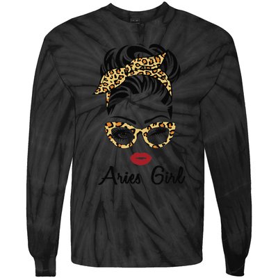 Aries Woman Face Leopard Bandana Wink Eye Tie-Dye Long Sleeve Shirt