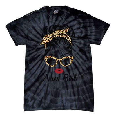 Aries Woman Face Leopard Bandana Wink Eye Tie-Dye T-Shirt