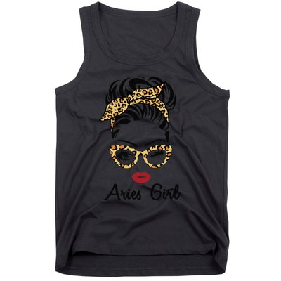 Aries Woman Face Leopard Bandana Wink Eye Tank Top