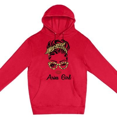 Aries Woman Face Leopard Bandana Wink Eye Premium Pullover Hoodie