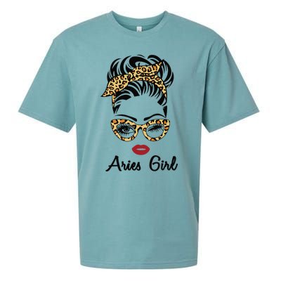 Aries Woman Face Leopard Bandana Wink Eye Sueded Cloud Jersey T-Shirt