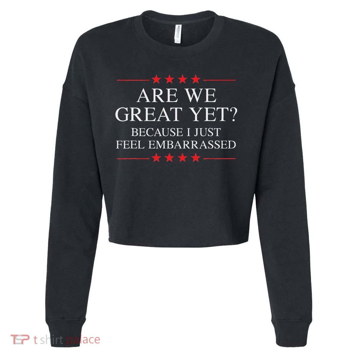 Are We Great Yet Because I Just Feel Embarrassed Resist Cropped Pullover Crew