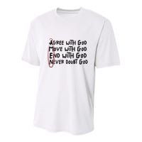 Agree With God Move With God End With God Never Doubt God Youth Performance Sprint T-Shirt