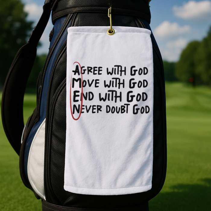 Agree With God Move With God End With God Never Doubt God Golf Towel