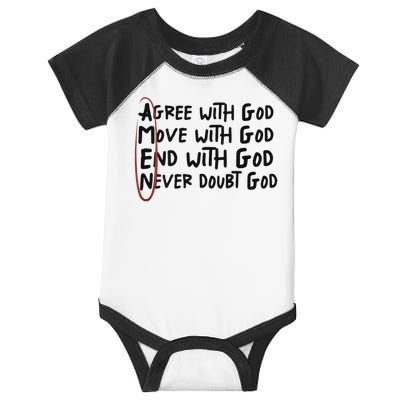 Agree With God Move With God End With God Never Doubt God Infant Baby Jersey Bodysuit
