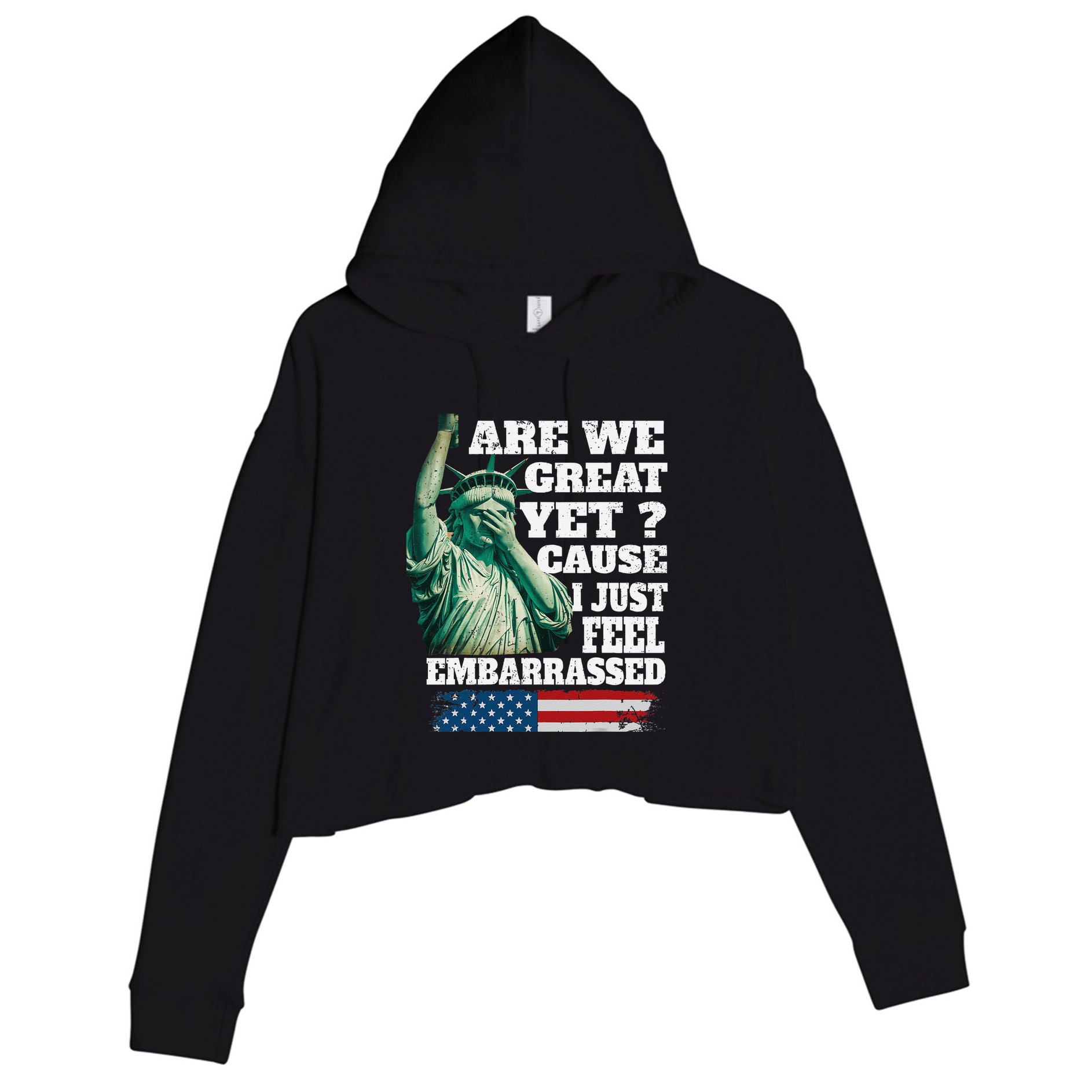 Are We Great Yet Cause I Just Feel Embarrassed Crop Fleece Hoodie
