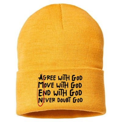 Agree With God Move With God End With God Never Doubt God Sustainable Knit Beanie