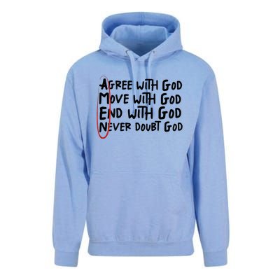 Agree With God Move With God End With God Never Doubt God Unisex Surf Hoodie