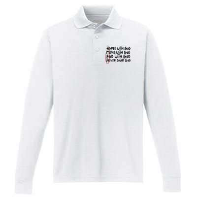 Agree With God Move With God End With God Never Doubt God Performance Long Sleeve Polo