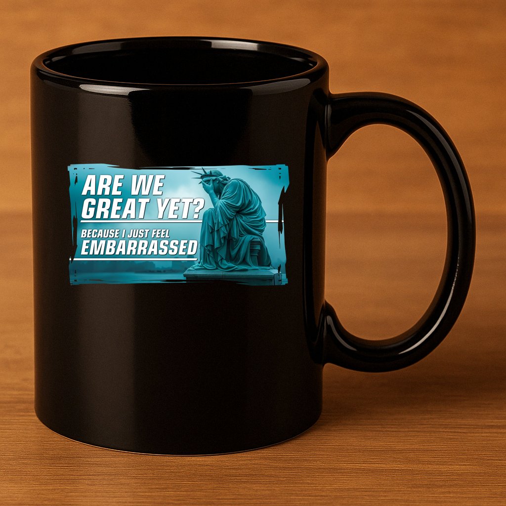Are We Great Yet Because I Just Feel Embarrassed Sad Statue Of Liberty 11oz C Handle Ceramic Mug