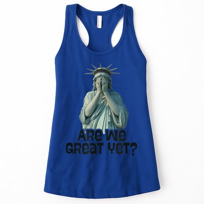 Are We Great Yet Anti Trump Politics Humor Statue Of Liberty Womens Tank Top
